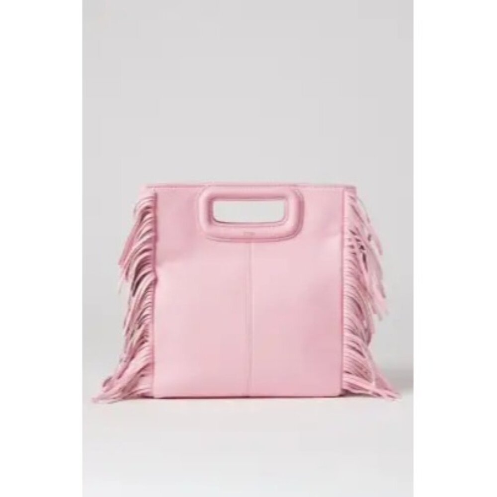 Maje Pink Fringe Leather Tote